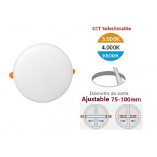 Downlight panel LED Redondo SIN MARCO 120mm 12W CCT, corte ajustable 75 a 100mm